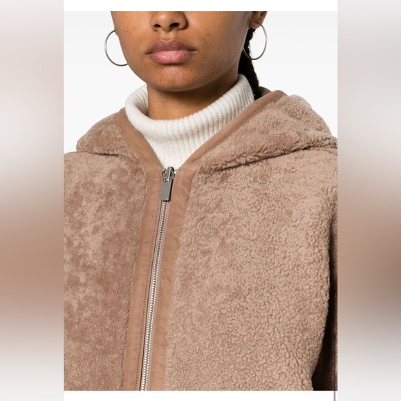 THEORY***100% Lamb Shearling Reversible Cropped Hooded Parka Coat***small $2395 - Picture 11 of 14